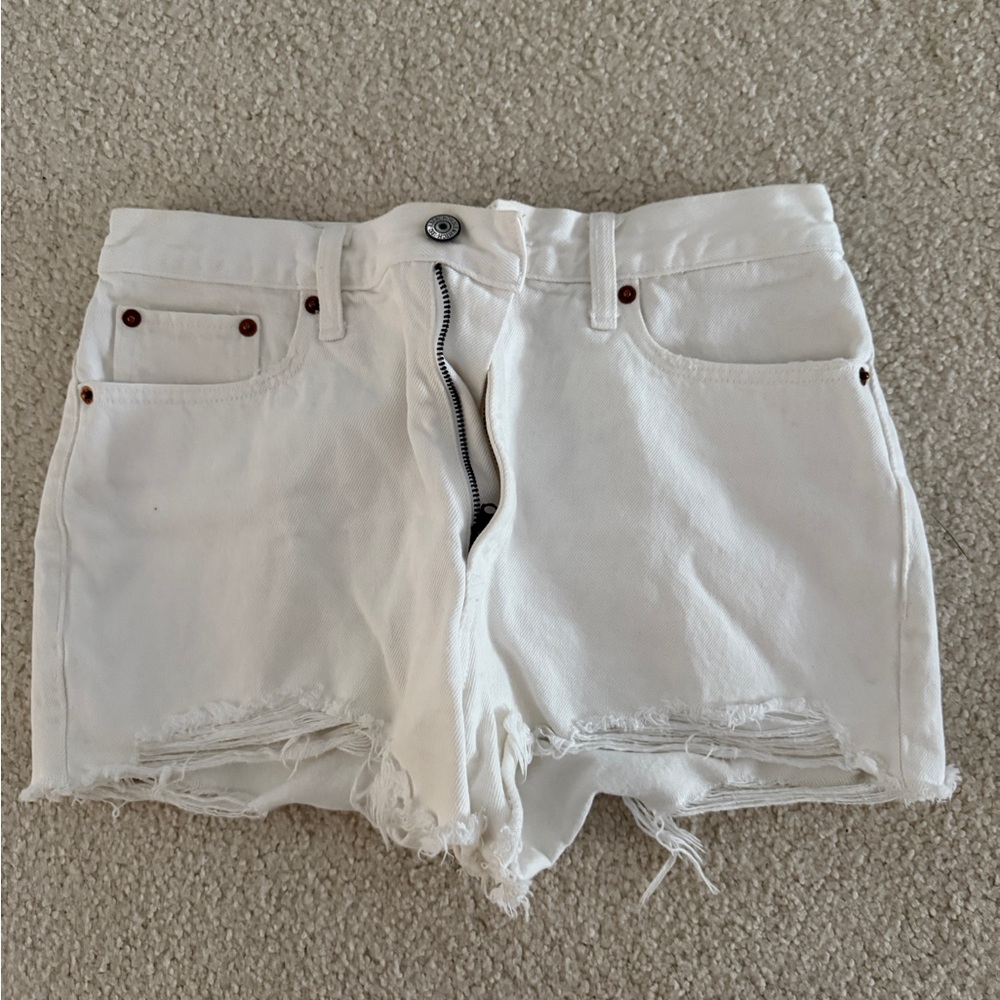 Abercrombie & Fitch High Waist White Denim Shorts